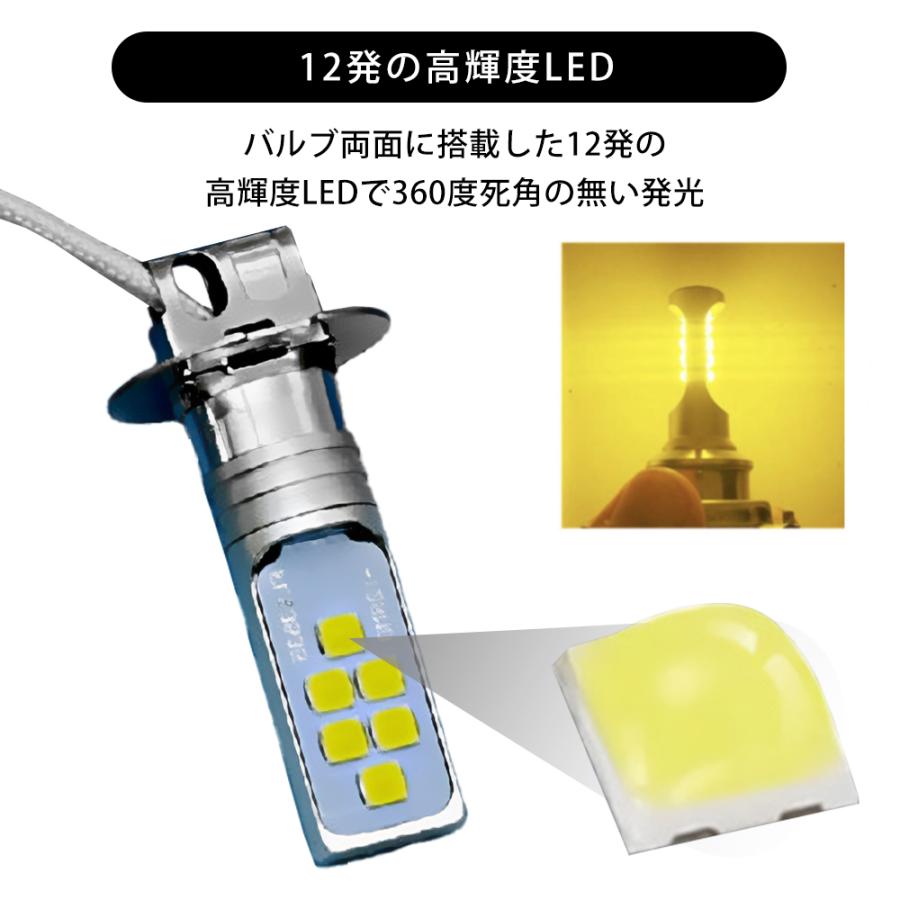 H3 LED バルブ フォグ 12V 24V ホワイト イエロー アイスブルー ライムグリーン 4色より選択 |  | 03