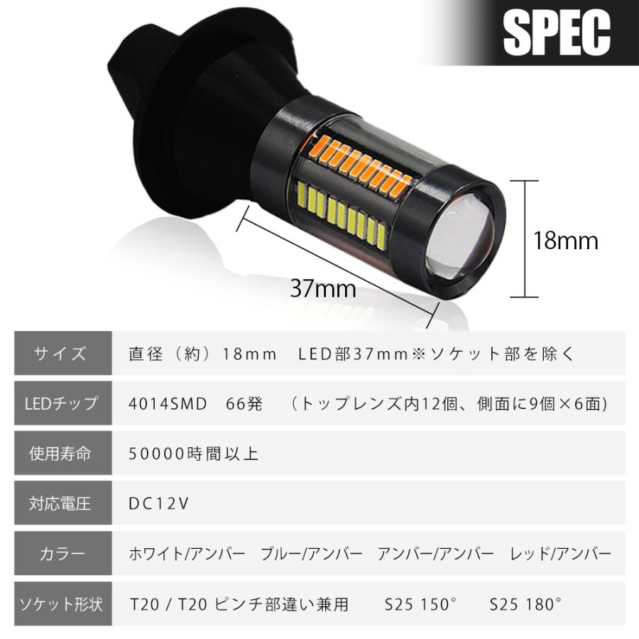 ウインカーポジション キット LED T20 /ピンチ部違い S25 150° / 180°  66連 ホワイト ブルー レッド アンバー |  | 06