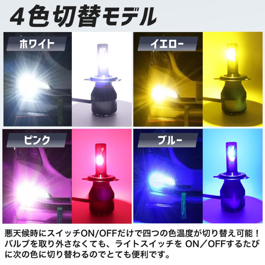 即納 LED フォグランプ ４色切替 カラーチェンジ 16000LM H8 H9 H11 H16 HB4 ホワイト イエロー ピンク ブルー 