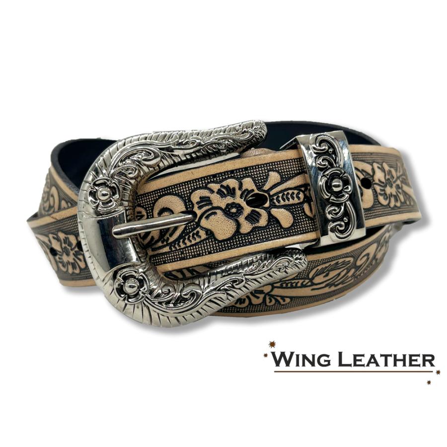 ウエスタン ベルト メンズ 本革 型押し カウボーイ プンターレ 付き 3
