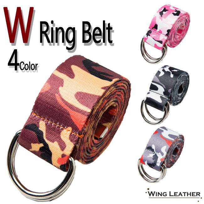 迷彩柄 Wリング ベルト メンズ カジュアル ダブルリングベルト カモフラ 4カラー 無段階 無段階ベルト Kcn021 Wing Leather 通販 Yahoo ショッピング