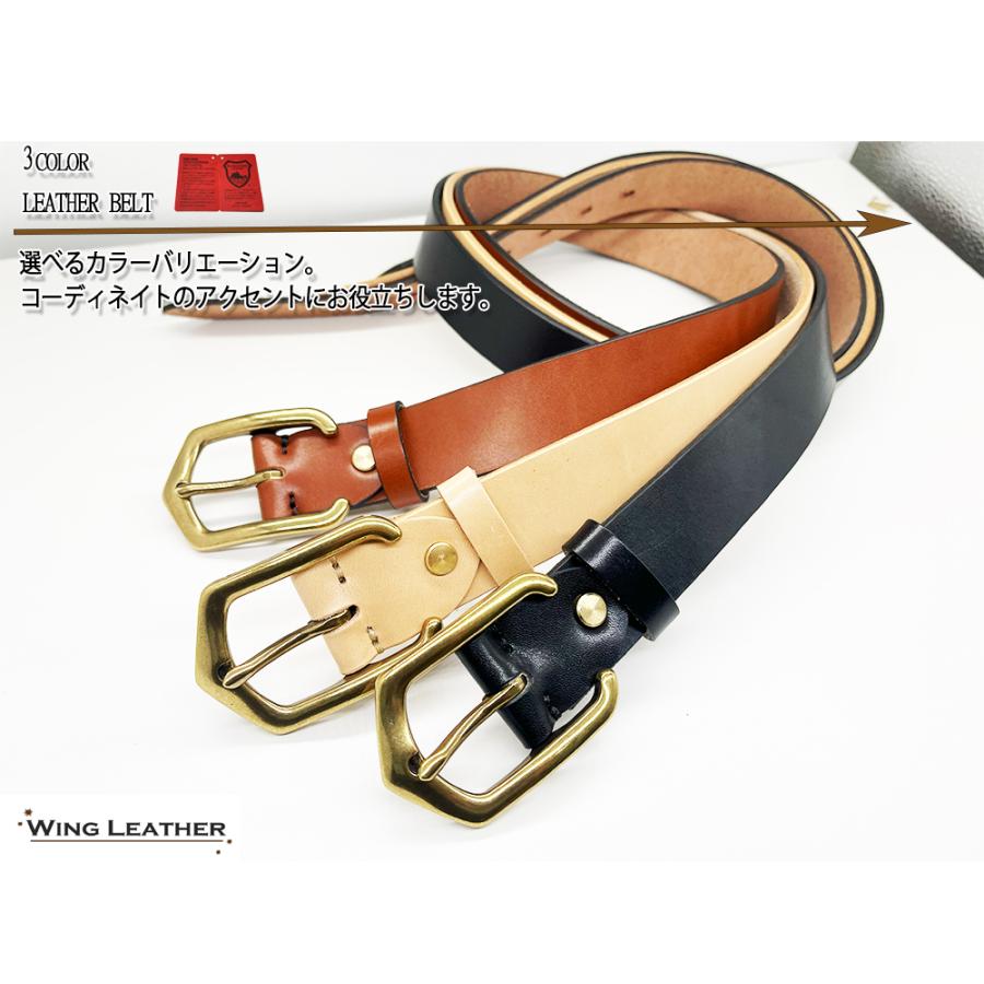 ベルト 栃木レザー メンズ 本革 真鍮 バックル 真鍮ベルト 35mm L