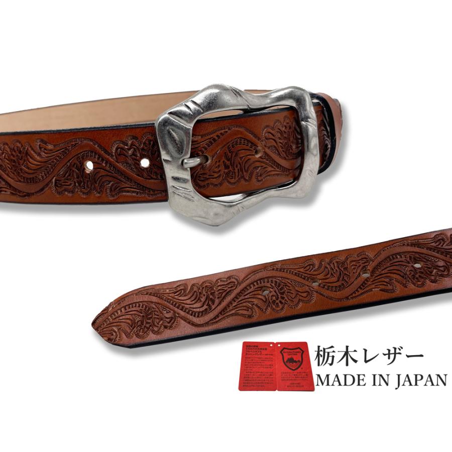 ベルト 栃木レザー メンズ 本革 35mm クラフト 型押し 牛革 馬蹄型