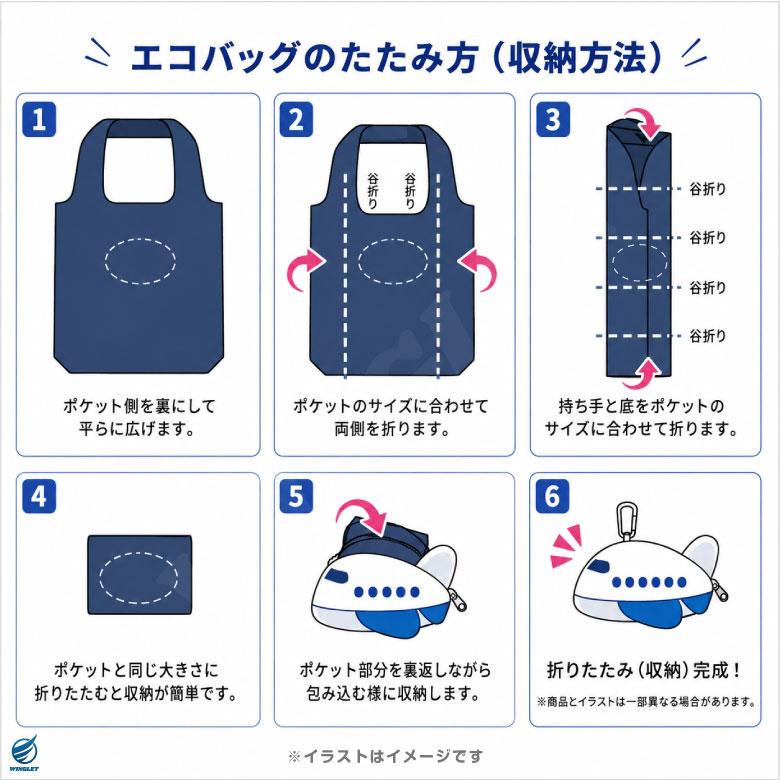 ANA 飛行機 エコプレーンバッグ 収納ポーチ カラビナ付 大容量