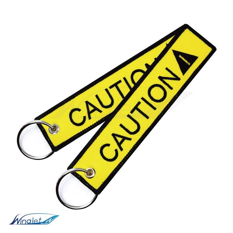 CAUTION 注意 キーチェーン ( 1個 ) 刺繍 タグ カラー イエロー CAUTION 注意 キーチェーン ( 1個 ) 刺繍 タグ カラー イエロー