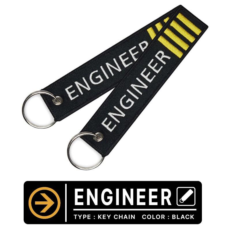 ENGINEER エンジニア タグ キーホルダー カラー ブラック 整備士 技術者 黒 BLACK フライトタグ TAG 航空 飛行機 車 バイク グッズ アイテム | 