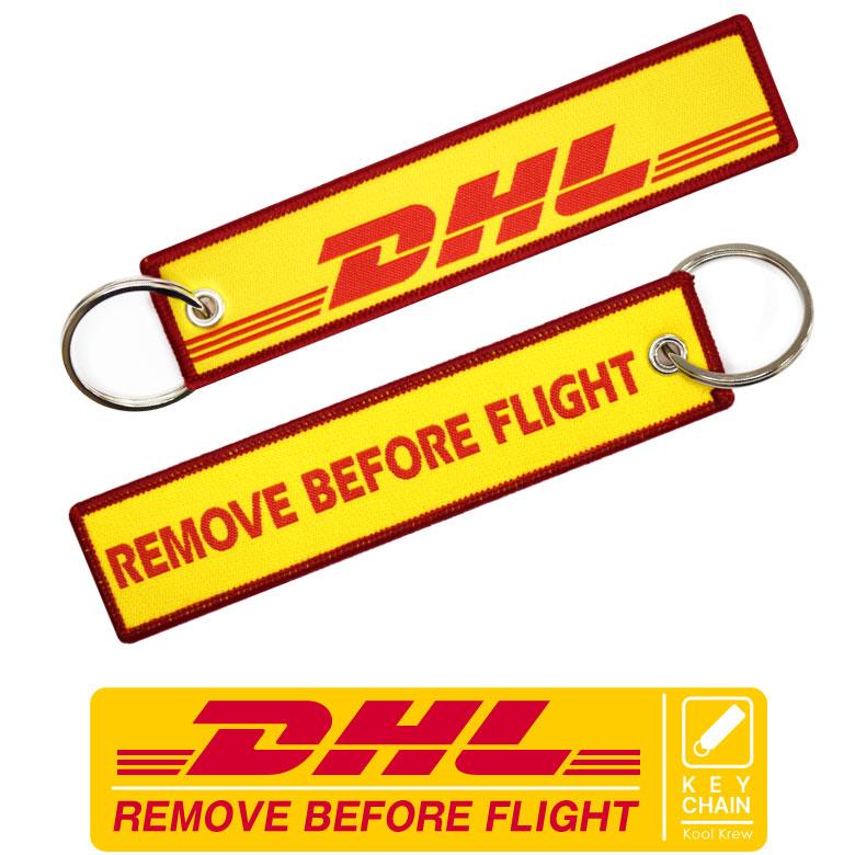 Kool Krew DHL タグ キーホルダー 繊細刺繍 REMOVE BEFORE Kool Krew DHL タグ キーホルダー 繊細刺繍 REMOVE BEFORE