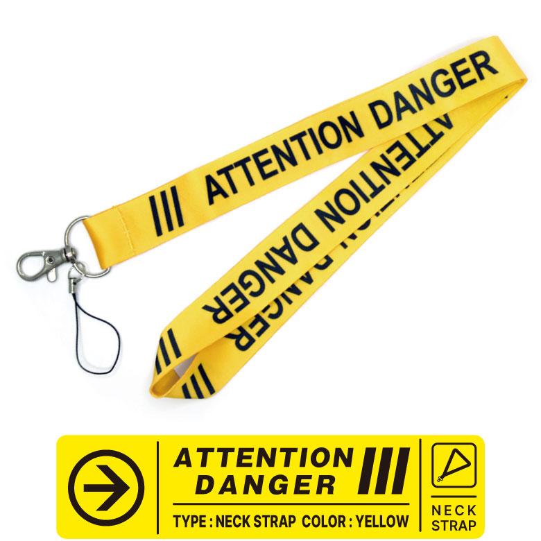 ATTENTION DANGER Ver.02 ネックストラップ コネクタ ナスカン 付き