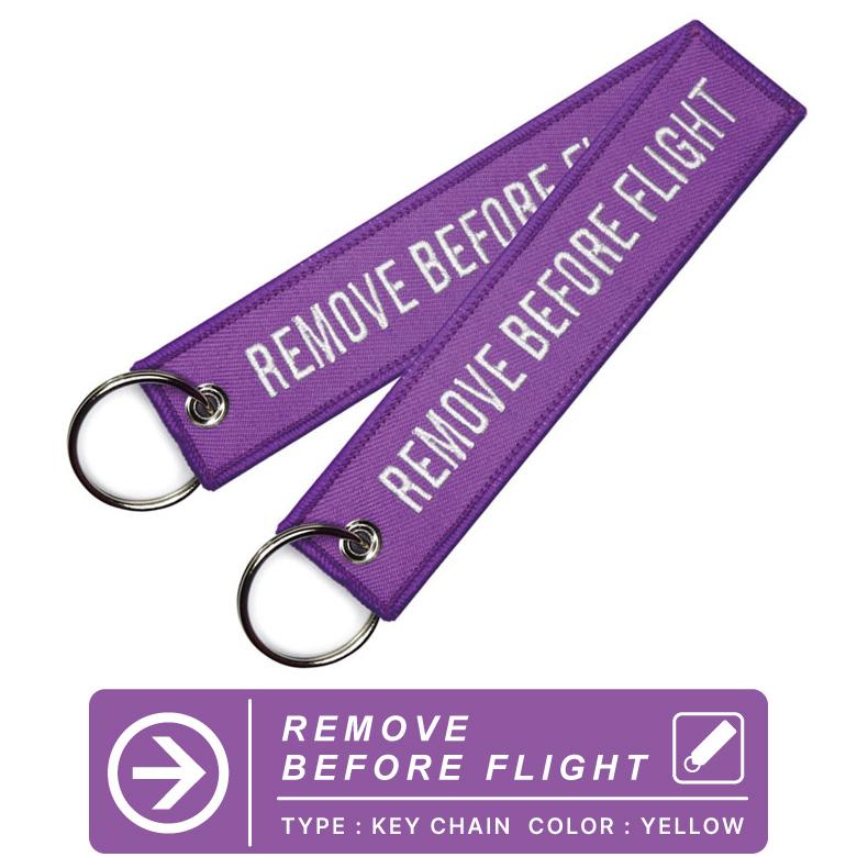 REMOVE BEFORE FLIGHT  キーチェーン キーホルダー タグ  (1個)  カラー パープル Purple フライトタグ 航空グッズ goods アイテム ITEM