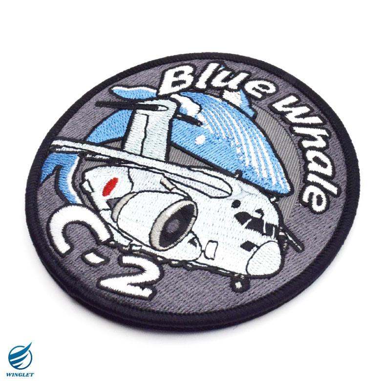 航空自衛隊 C-2 輸送機 BLUE WHALE デフォルメ パッチ 両面 ベルクロ