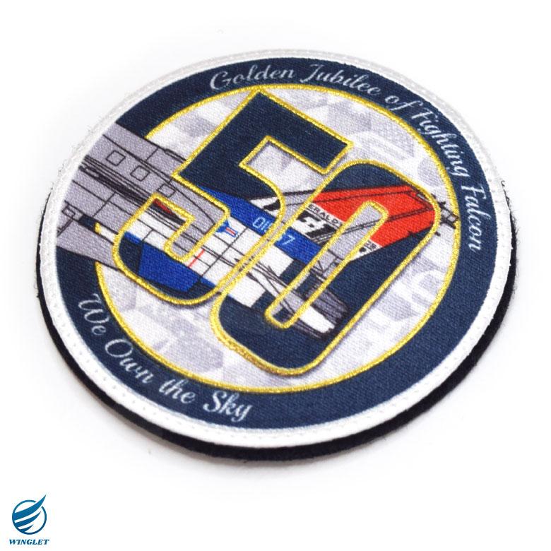 アメリカ空軍 F-16 戦闘機 初飛行 50周年記念 刺繍 パッチ 両面 アメリカ空軍 F-16 戦闘機 初飛行 50周年記念 刺繍 パッチ 両面