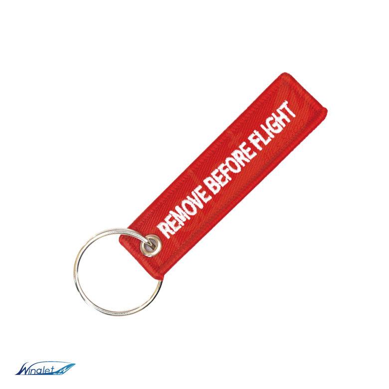 REMOVE BEFORE FLIGHT ミニサイズ キーチェーン 1個 刺繍 フライトタグ キーホルダー タグ 航空 飛行機 安全 SAFE グッズ アイテム｜winglet｜02