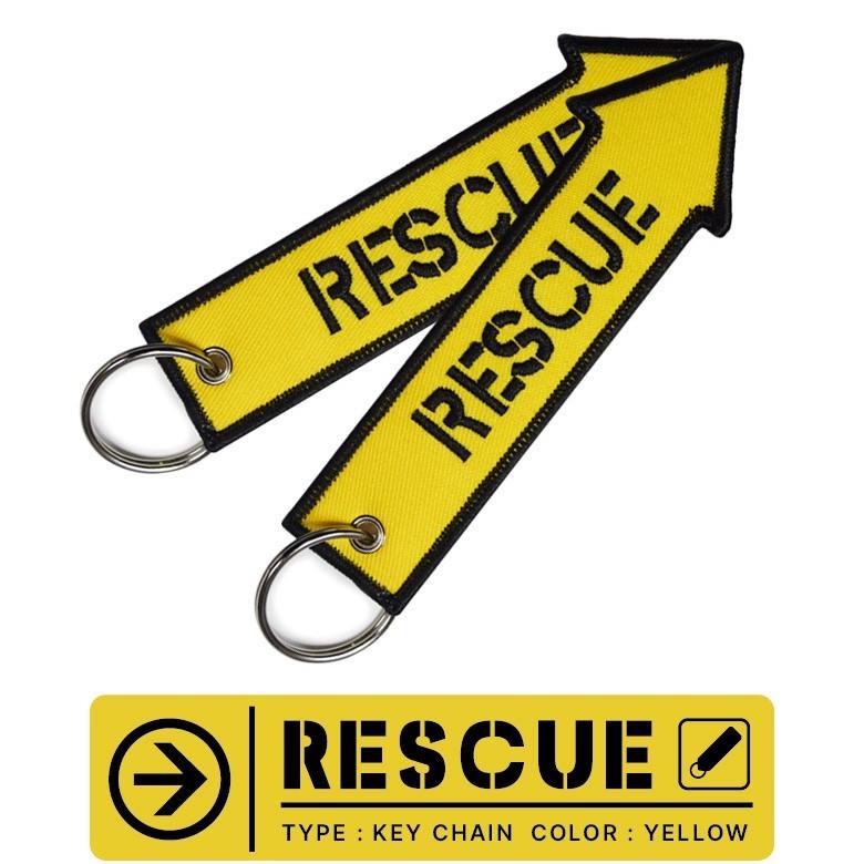RESCUE レスキュー キーチェーン キーホルダー タグ カラー イエロー