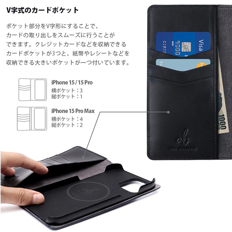 iPhone15 Pro / ProMax iPhone 15 ケース 手帳型 本革 ABBI SIGNATURE