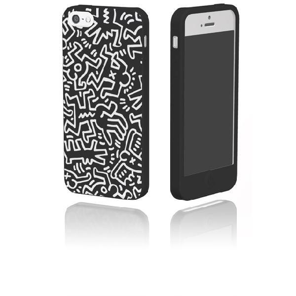 キース・ヘリング デザイン iPhone5（アイフォン5） シリコン ケース Keith Haring Collection Laser Engraved Silicone Case for iPhone 5 Chaos/Black x White｜winglide｜02