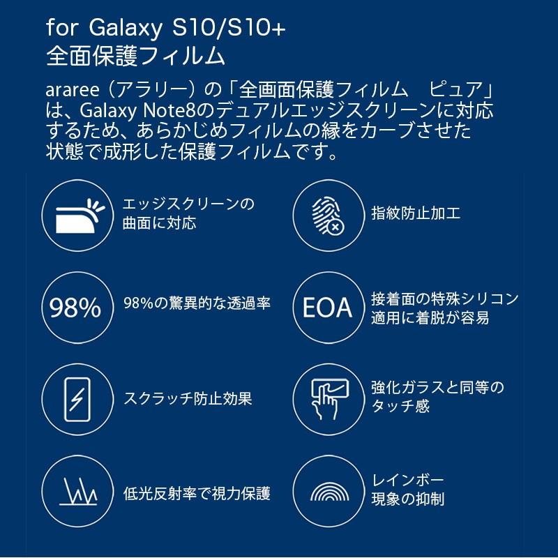 Galaxy S10 S10+ フィルム 全画面 ギャラクシーエス10 10プラス 保護フィルム araree 全画面保護フィルム PURE for GalaxyS10 GalaxyS10+ 保護シート｜winglide｜03