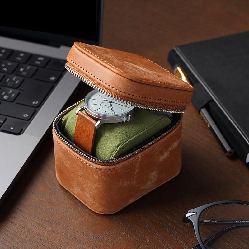 時計収納ケース 腕時計 ケース おしゃれ 革 DUCT イタリアンレザー 腕時計ケース MY-855 本革 革 applewatch 保護ケース 高級 贈り物 プレゼント ギフト 爆買の画像
