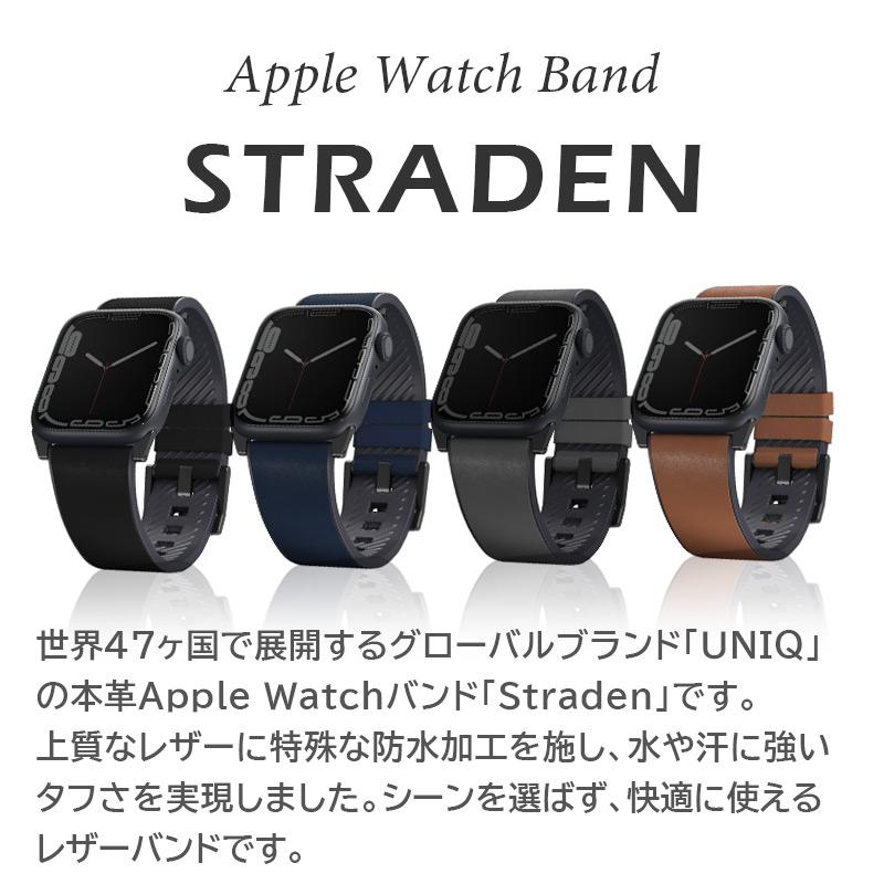 アップルウォッチ バンド 本革 UNIQ STRADEN for Apple Watch 49mm 46mm 45mm 44mm 42mm 交換ベルト 革 レザー 防水 爆買の画像
