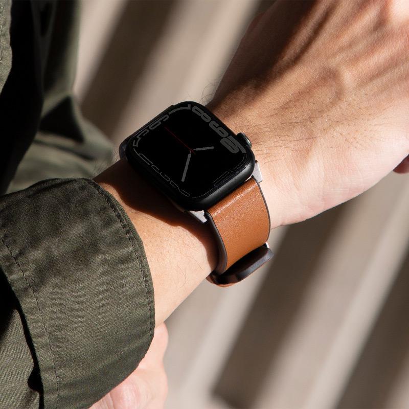 アップルウォッチ バンド 本革 UNIQ STRADEN for Apple Watch 49mm 46mm 45mm 44mm 42mm 交換ベルト 革 レザー 防水 爆買の画像