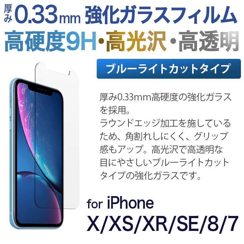 iPhone XS / iPhone X / iPhone XR / iPhone SE / iPhone 8 / iPhone 7 ブルーライト カット ガラスフィルム 液晶保護 アイフォンX iPhone10r アイフォン10｜winglide｜02