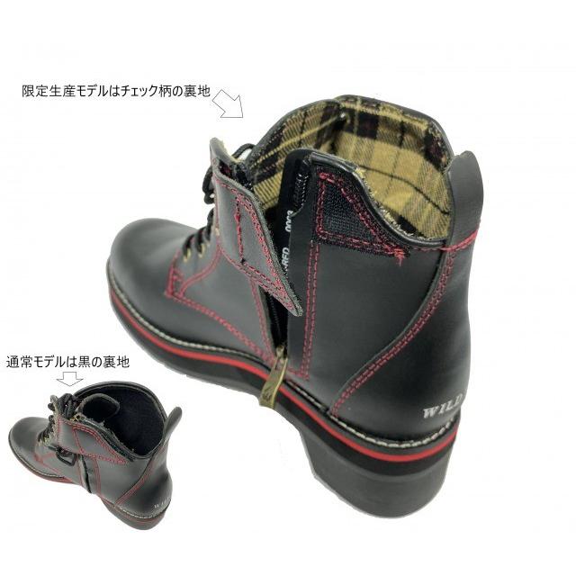 数量限定】裏地チェック柄 厚底スワロー(フラッグシップ) 本革バイク