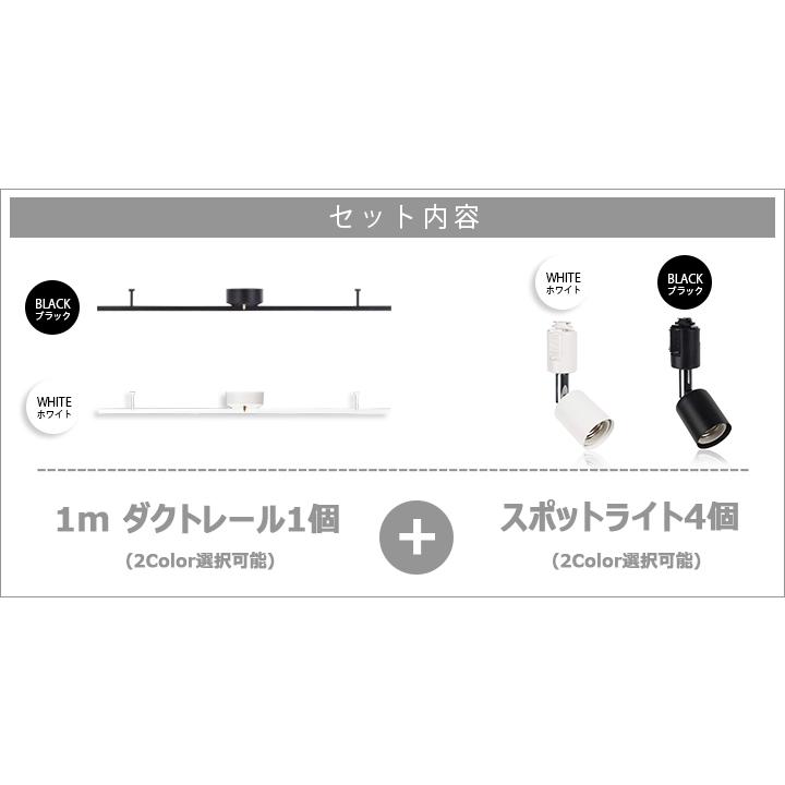 ライティングレール 1m+スポット器具4個セット ダクトレール スポット