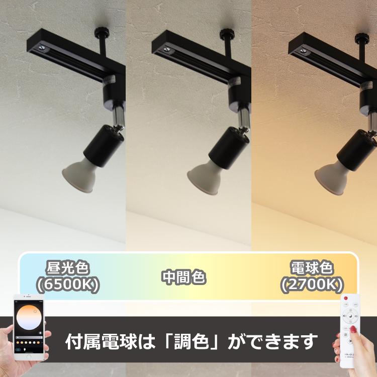 シーリングライト 4灯 電球・リモコン付き 調光 調色 ダクトレール