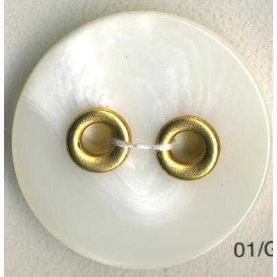 【大きいサイズ】　マーブル調　ハトメボタン二つ穴　ホワイト/ゴールドハトメ　30mm | 