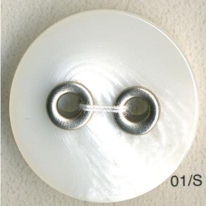 【大きいサイズ】　マーブル調　ハトメボタン二つ穴　ホワイト/シルバーハトメ　30mm | 