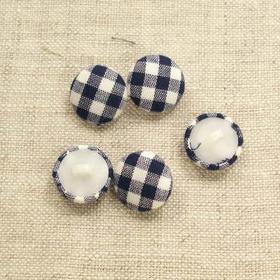 【アウトレット】　チェック柄　くるみボタン　つつみボタン　ネイビー　14mm　【5個入り】 | 
