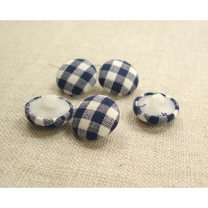 【アウトレット】　チェック柄　くるみボタン　つつみボタン　ネイビー　14mm　【5個入り】 |  | 01