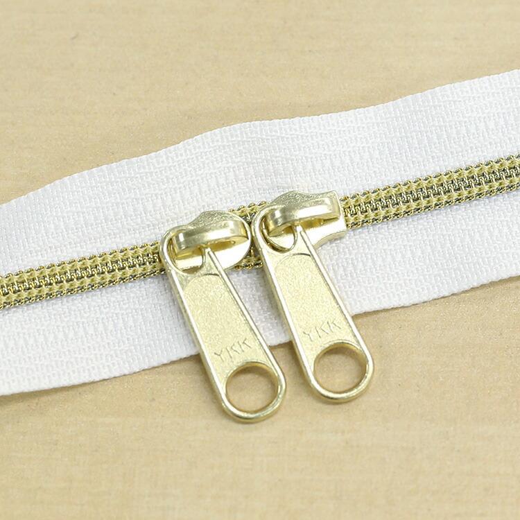 YKK メタリック樹脂コイルファスナー ゴールド 両開き 純正スライダー2 