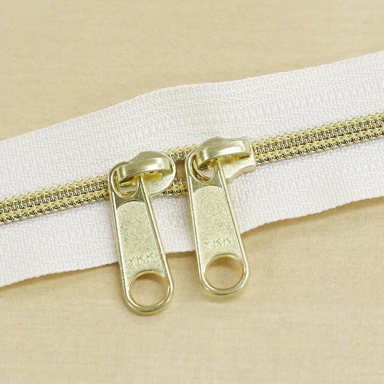 YKK メタリック樹脂コイルファスナー ゴールド 両開き 純正