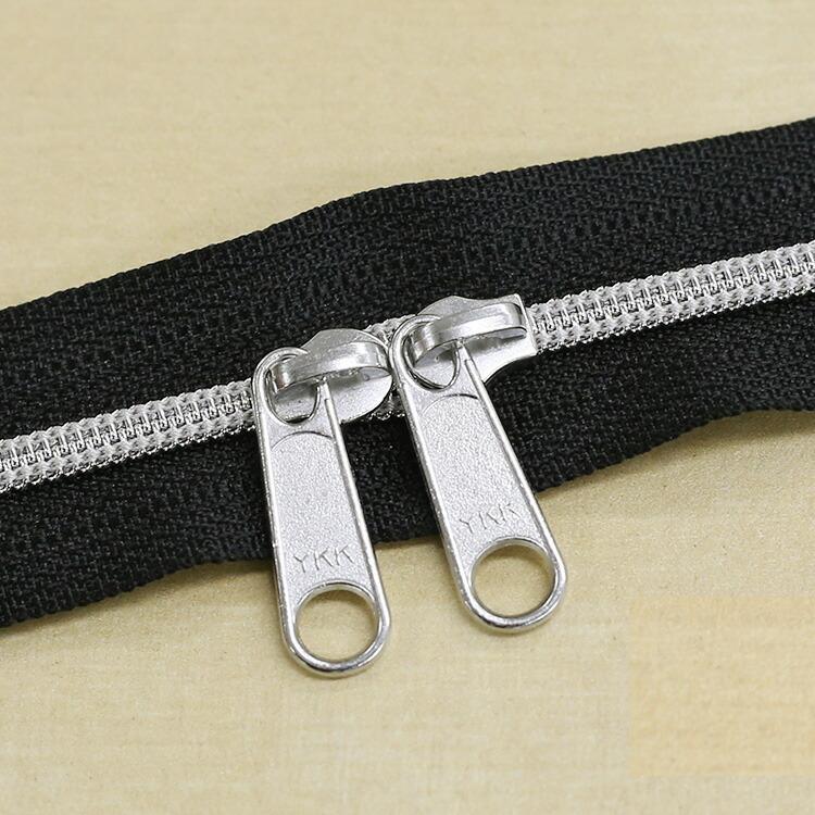 YKK メタリック樹脂コイルファスナー シルバー 両開き 純正 YKK メタリック樹脂コイルファスナー シルバー 両開き 純正