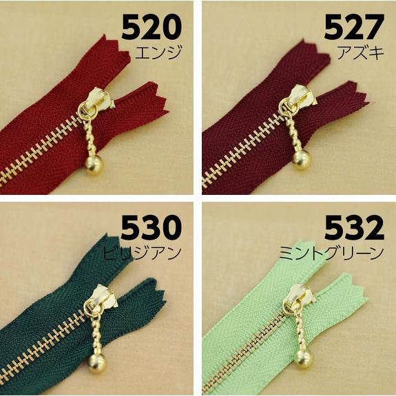 お得10本SET】 YKK製ファスナー金属ゴールド 玉付きスライダー 止め