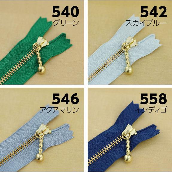 お得10本SET】 YKK製ファスナー金属ゴールド 玉付きスライダー 止め