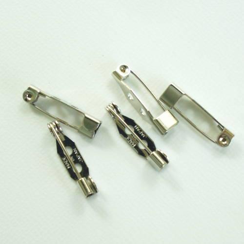 【レジン/アクセサリー】 真鍮パーツ ブローチピン シルバー 20mm 【5本入】 | 