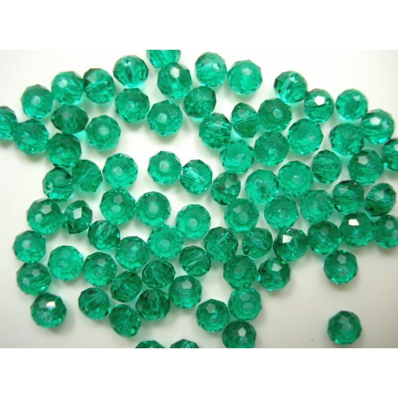 グラスビーズ】 ビーズ タイヤ型 ミラーカット 4mm エメラルド 【約80