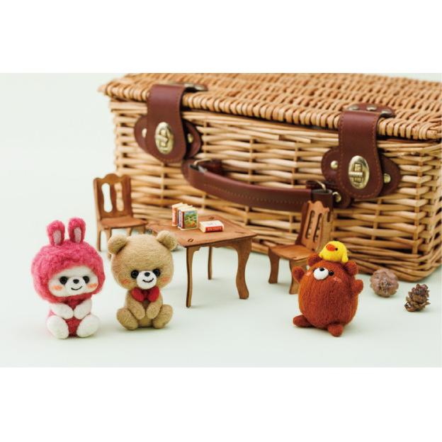 フェルト手芸キット】 sayamokoの羊毛マスコット モコモコうさぎくま