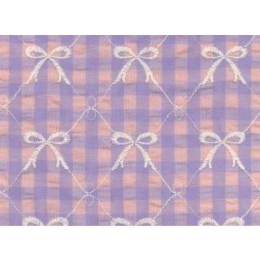 『カラフルチェック リボン刺繍生地』135cm幅×10cm単位 生地/布 |  | 02