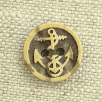 イカリ柄　アンカーボタン　二つ穴　オールド加工 | 