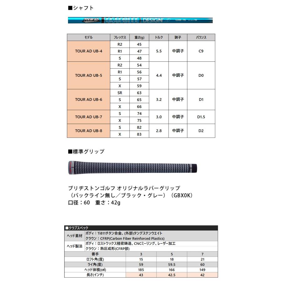 (カスタム)ブリヂストンゴルフ B3MAX フェアウェイウッド TOUR AD UB シャフト(カーボン) 2024年モデル BRIDGESTONE GOLF FWの画像
