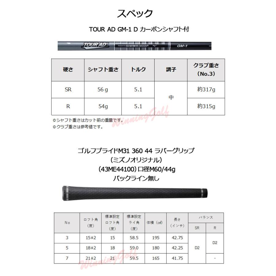 (おすすめ品) ミズノプロ フェアウェイウッド FW (TOUR AD GM-1 F カーボンシャフト)  5KJTB44353｜winning-golf｜08