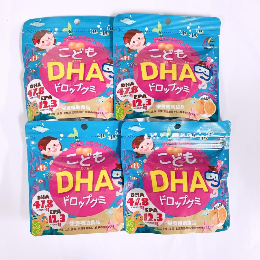 ユニマットリケン こどもDHAドロップグミ 90粒x4個 栄養 子供 みかん味グミ　美味しい　柔らかい　子供サプリ　DHA EPA 送料無料｜winnowstore