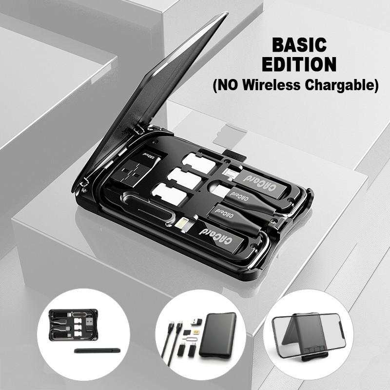カードサイズで6種類の接続ケーブルに対応 SIM収納 スマホスタンド USB TYPE-A/TYPE-C/TYPT-C/microUSB/Lightning  マルチUSBケーブル セット | 