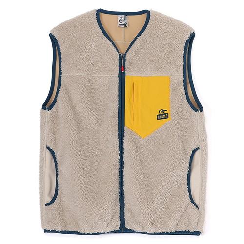 CHUMS（チャムス） ボンディングフリースノーカラーベスト Lt.Gray