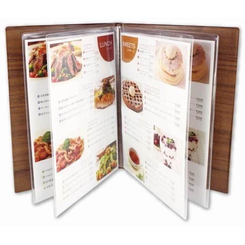 8冊 シンビ 和洋兼用メニューブック LS-16A A4 縦長 4ページ 黒