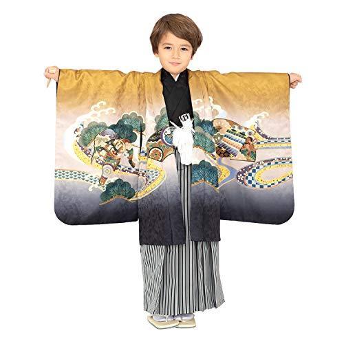 新素材新作 キョウエツ Kyoetsu 羽織袴セット フルセット 着物 羽織 縞黒袴 襦袢 履物 角帯 吉祥文様 絵羽 5歳用 七五三用 Covetxnews Com