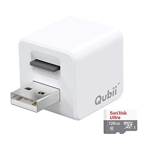 7703円 でおすすめアイテム Maktar Qubii Microsd 128gb付 充電しながら自動バックアップ Iphone Usbメモリ Ipad 容量不足解消 写真 動画 音楽 連絡先