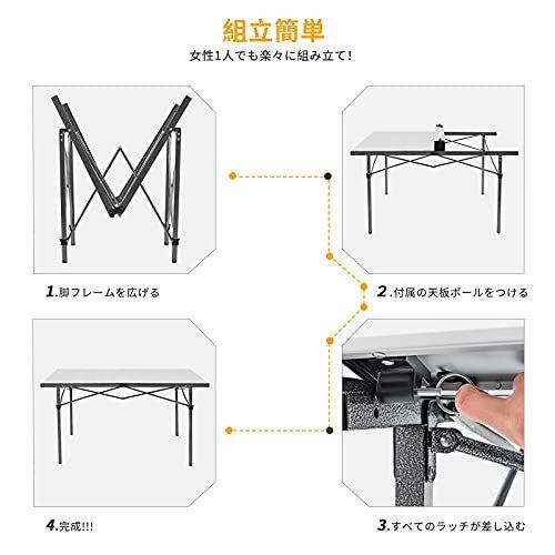 KingCamp キャンプ テーブル 折りたたみ アウトドア 136x70 4~6人用 ロールテーブル アルミ天板 耐荷重約80kg コンパ 6人用